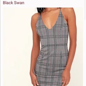Black Swan Plaid Pencil Dress-Lulus